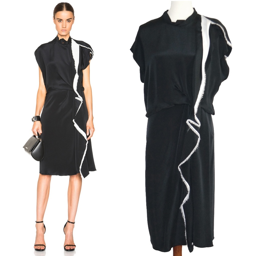 3.1 Phillip Lim Black White Silk Crepe Midi Dress